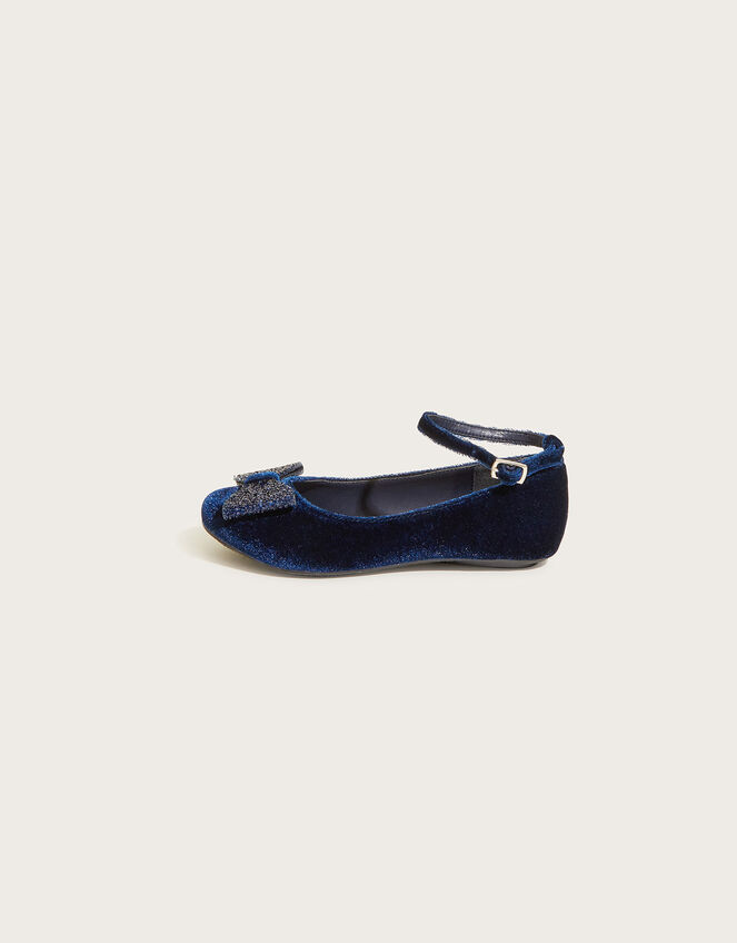 Sparkle Bow Ballerina Flats, Blue (NAVY), large