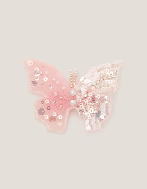 Pearl Embellished Butterfly Hair Clip, , large