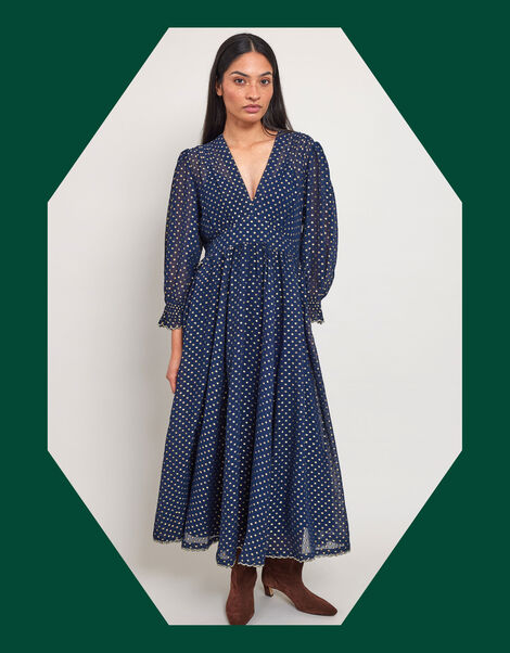 East Polka Dot Dress, Blue (NAVY), large