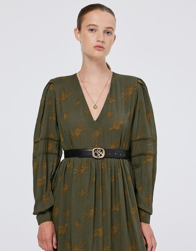 Scotch and Soda Bird Printed Maxi Dress, Green (OLIVE), large
