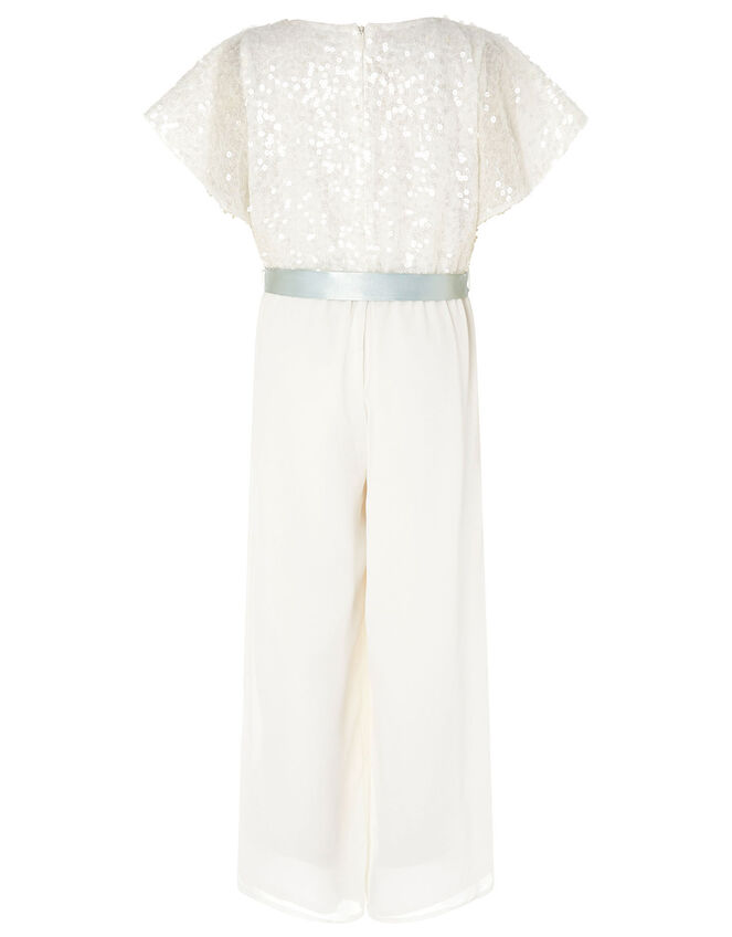 Sequin Cape Sleeve Jumpsuit, Ivory (IVORY), large