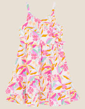 Floral Frill Wrap Dress, Ivory (IVORY), large