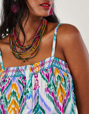 Ikat Print Tiered Cami Dress, VIOLET, large