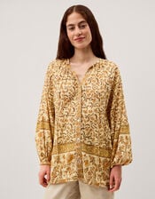 Ari Floral Print Blouse, Yellow (MUSTARD), large