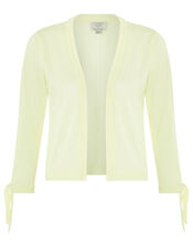 Tabby Tie Cuff Lightweight Shrug in Linen Blend, Yellow (YELLOW), large