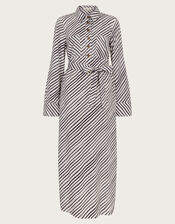 Sabitha Stripe Midi Shirt Dress, Black (BLACK), large