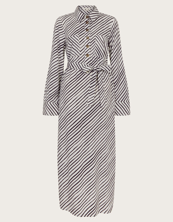 Sabitha Stripe Midi Shirt Dress, Black (BLACK), large