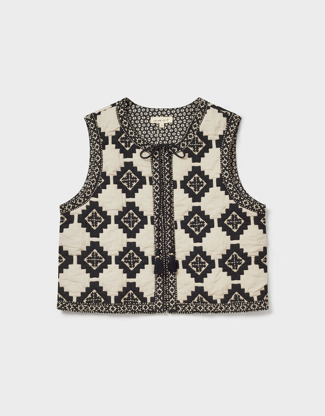 East Kaira Beaded Geometric Waistcoat, Grey (CHARCOAL), large