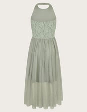 Hayley Halter Lace Prom Dress, Green (SAGE), large