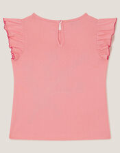 Tulip Embroidered Bow T-Shirt, Pink (PINK), large