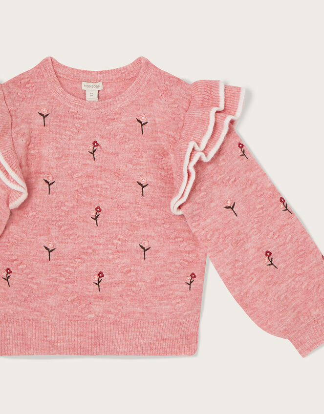 Boutique Rose Embroidered Knit Jumper, Pink (PINK), large
