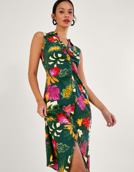 Lorena Floral Print Collar Dress Green, Green (GREEN), large