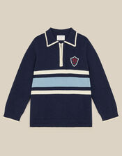 Quarter Zip Collar Jumper, Blue (NAVY), large