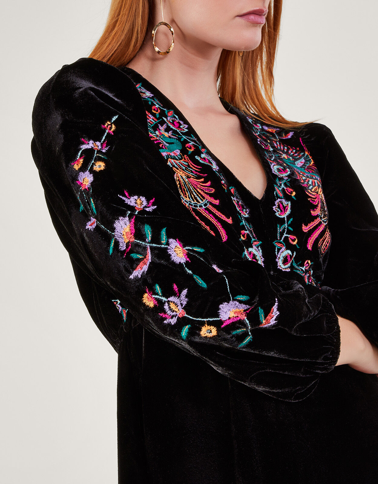Velvet embroidered deals dress