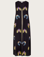 Embroidered Cami Midi Dress, Black (BLACK), large