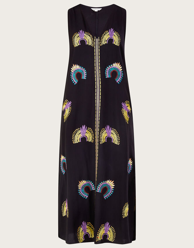 Embroidered Cami Midi Dress, Black (BLACK), large