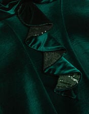 Genevieve Sequin Bow Velvet Party Dress, Green (GREEN), large