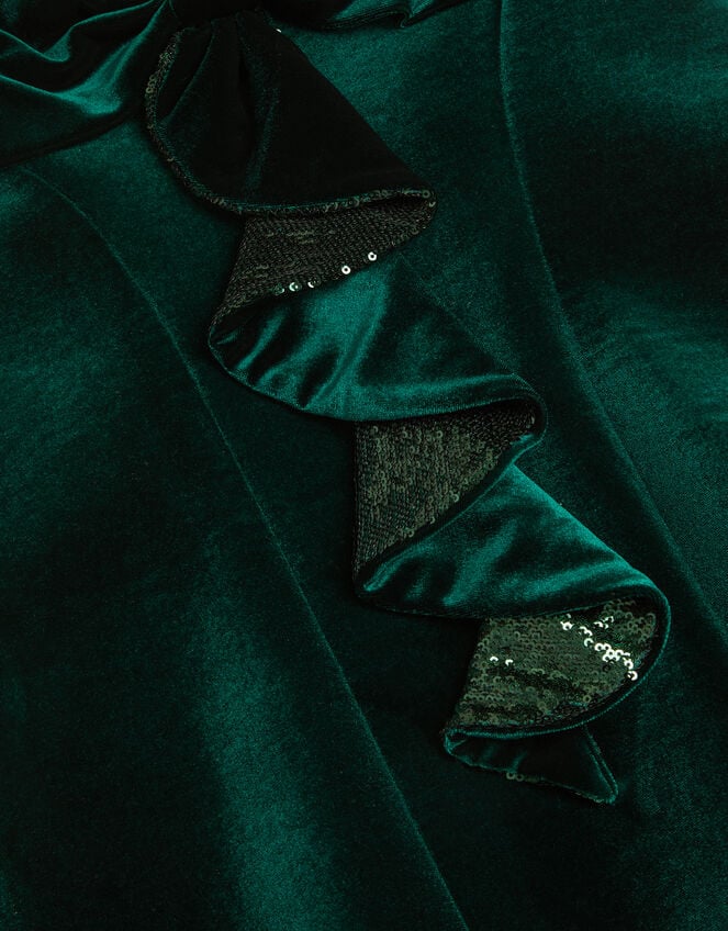 Genevieve Sequin Bow Velvet Party Dress, Green (GREEN), large