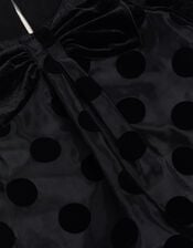 Flossie Puff Sleeve Polka Dot Party Dress, Black (BLACK), large