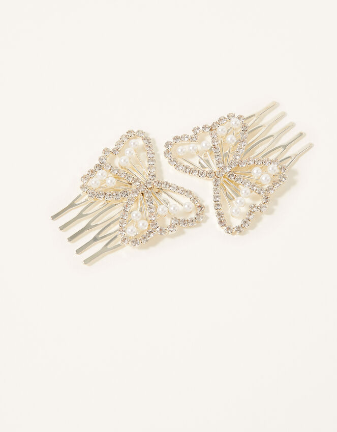 Diamante Butterfly Hair Combs, , large