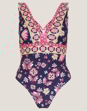 Abbie Floral Print Swimsuit, Blue (NAVY), large