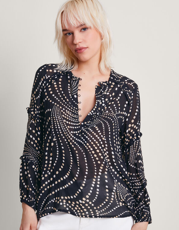Dora Spot Blouse, Black (BLACK), large