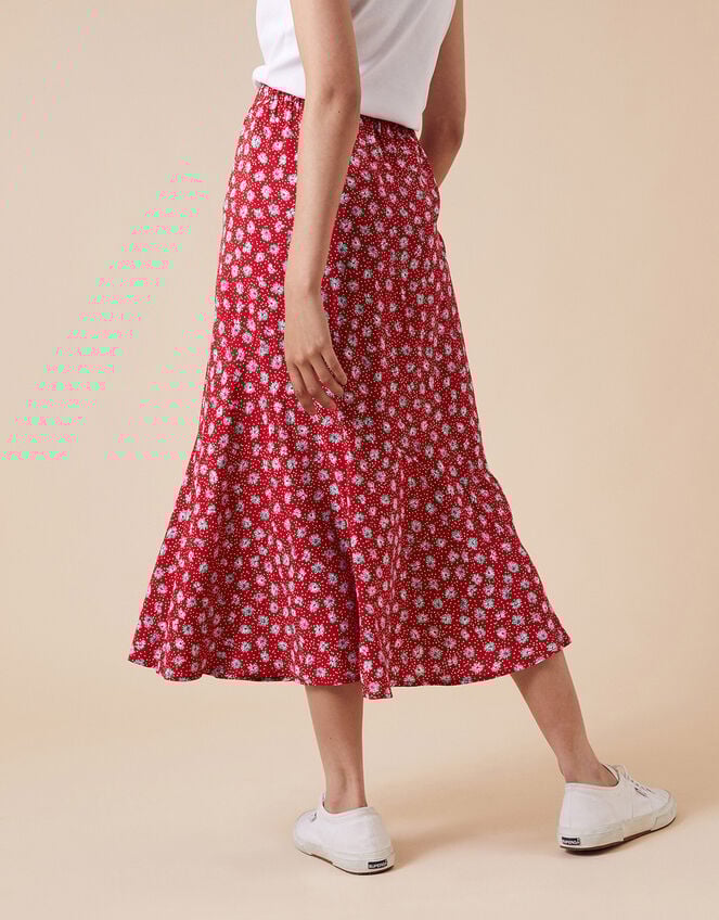 Daisy Print Midi Skirt in LENZING™ ECOVERO™, Red (RED), large