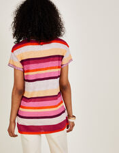 Linen Stripe Scoop Neck T-Shirt, Multi (MULTI), large