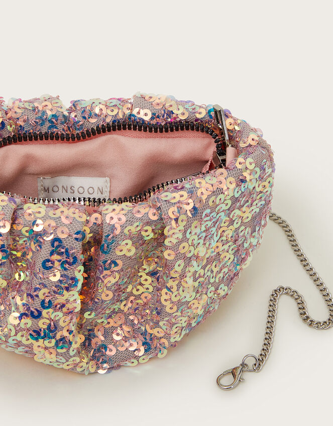 Sequin Embellished Ruched Bag, Pink (PINK), large