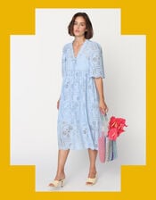 Crās Breeze Embroidered Midi Dress, Blue (BLUE), large