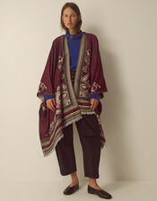 Crissy Jacquard Poncho, Red (BERRY), large