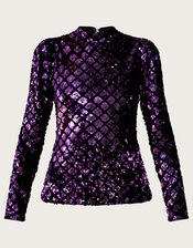 Cindy Sequin Top, Purple (PURPLE), large