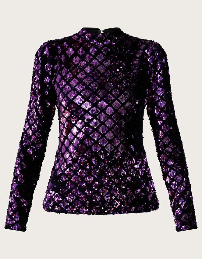 Cindy Sequin Top, Purple (PURPLE), large