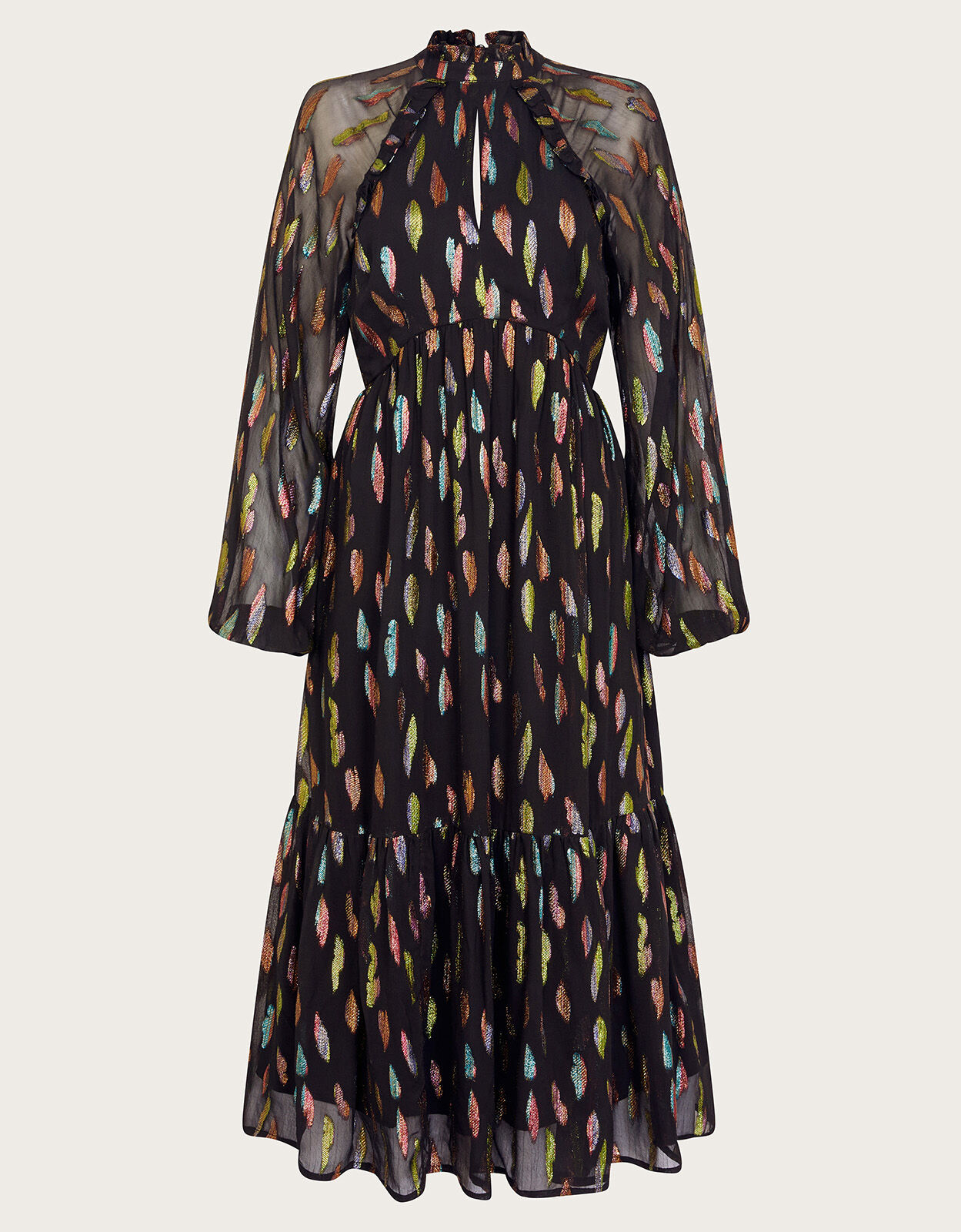 Fenna Feather Print Dress Black Day Dresses Monsoon Global
