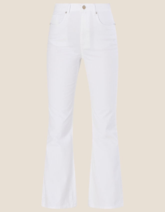 Flared Denim Jeans with Sustainable Cotton, Ivory (IVORY), large