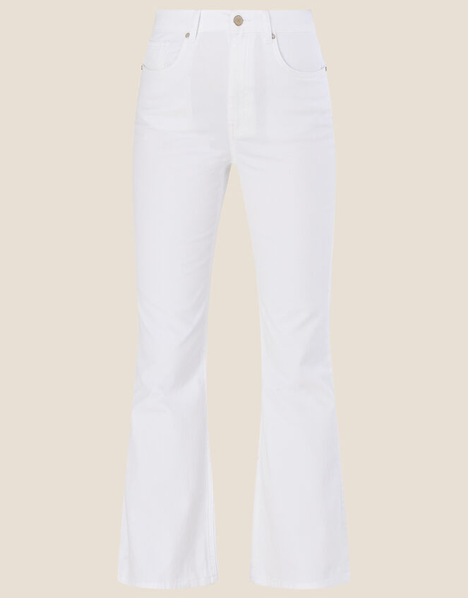 Flared Denim Jeans with Sustainable Cotton, Ivory (IVORY), large