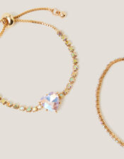 2-Pack Diamanté Heart Bracelets, , large