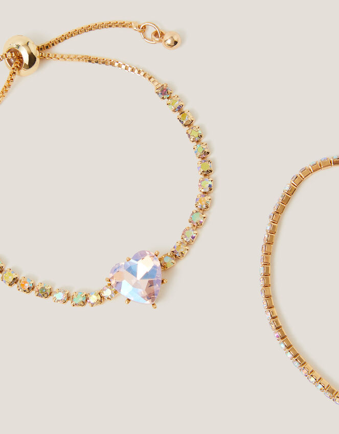 2-Pack Diamanté Heart Bracelets, , large