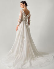 Lucy Embroidered Floral Maxi Wedding Dress, Ivory (IVORY), large