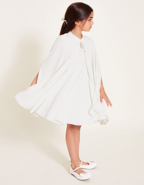 Charlotte Embroidered Dress and Cape, Ivory (IVORY), large