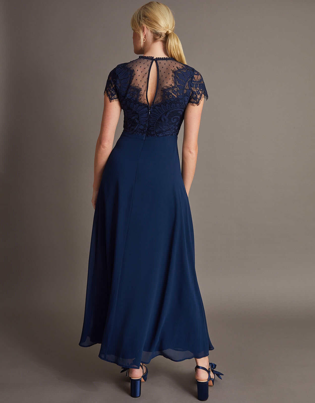 Diana Lace Shorter Length Maxi Dress Blue