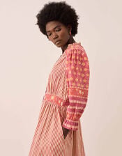 East Devyn Hand Woodblock Cotton Dress, Pink (PINK), large