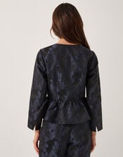 Jayda Floral Jacquard Jacket, Blue (NAVY), large