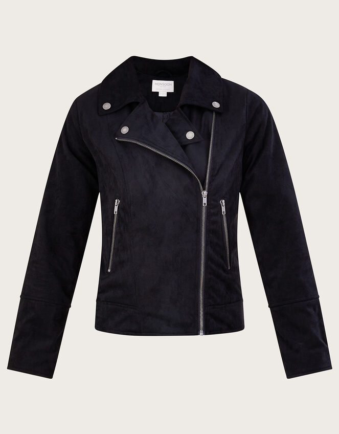 Stacy-Ann Suedette Biker Jacker, Black (BLACK), large