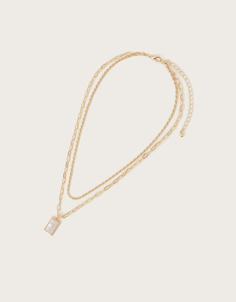 Moonstone Charm Layered Necklace, , large