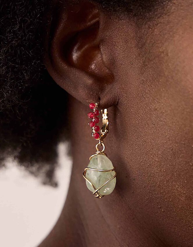 Gas Bijoux Gold-Plated Fluorine Gemstone Beaded Earrings, , large