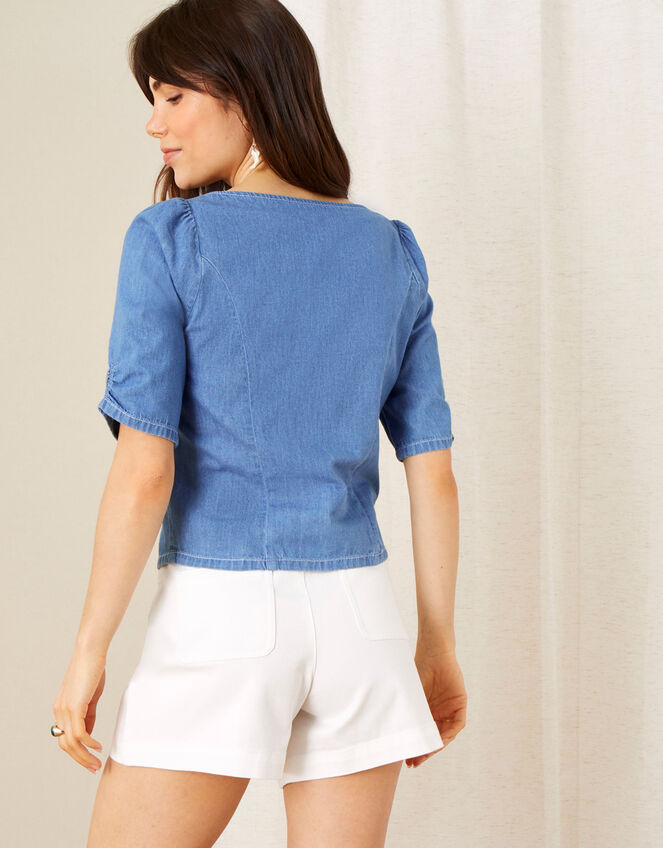 Square Neck Denim Top, Blue (DENIM BLUE), large