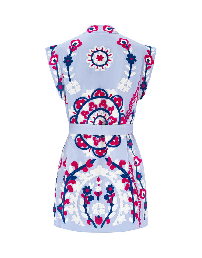 East Dora Floral Embroidered Waistcoat, Purple (LILAC), large