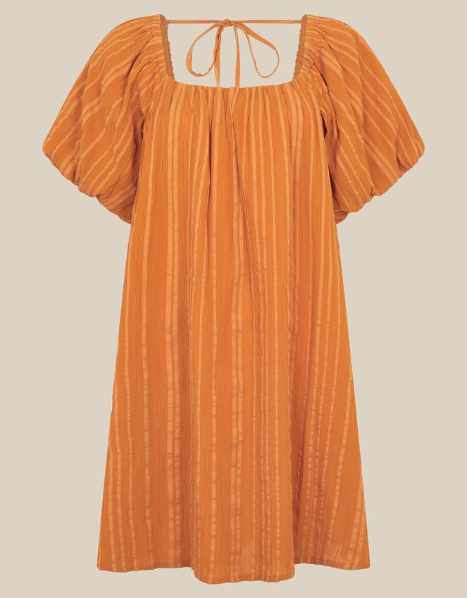 Yara Puff Sleeve Stripe Mini Dress, Tan (TAN), large