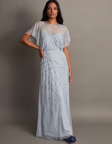 Sienna Embellished Maxi Dress with Recycled Polyester, CLOUD, large